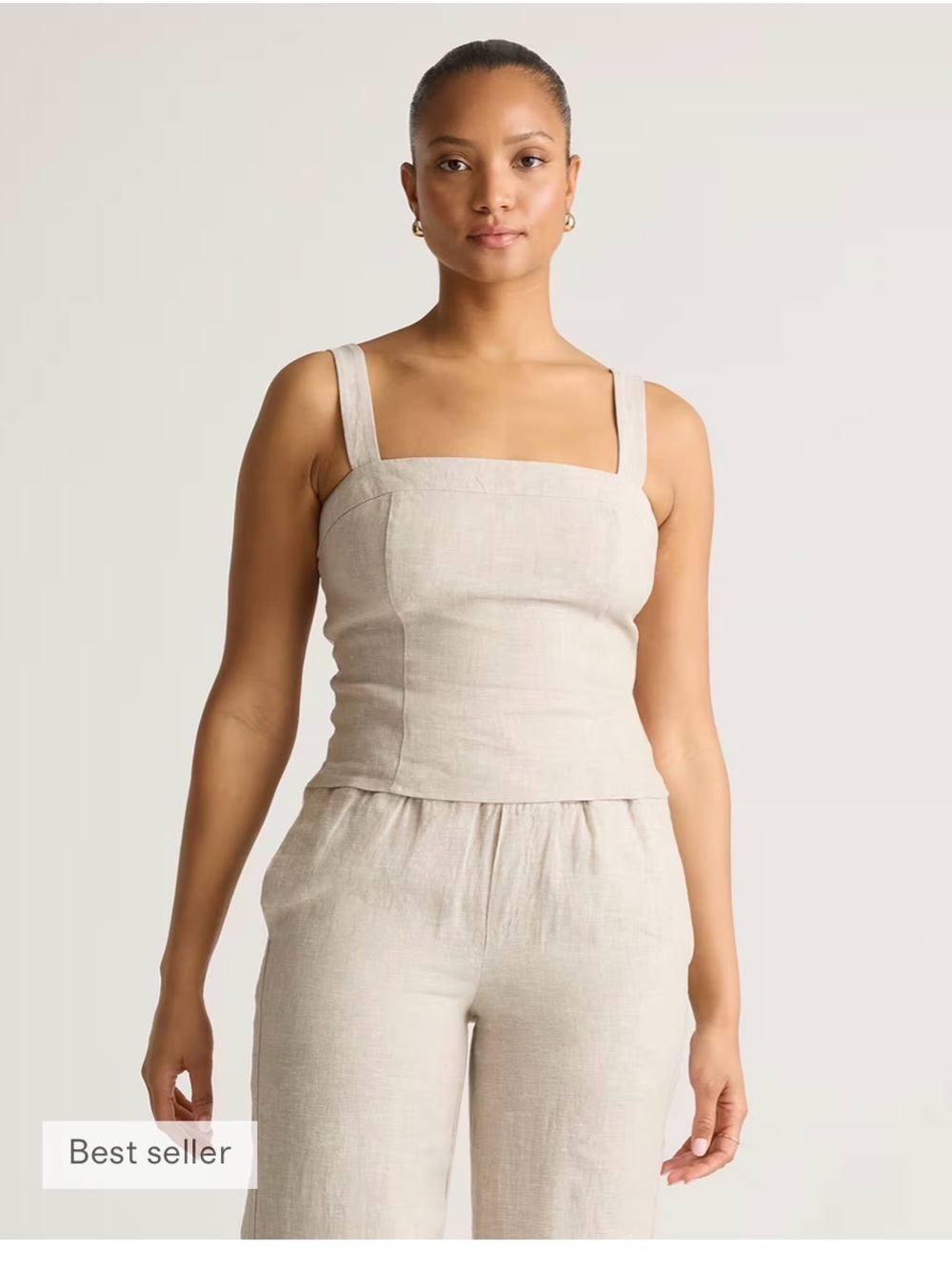 NWT Quince 100% European Linen Fitted Tank | Size XS | Color Flax